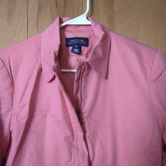 JONES NEW YORK WOMEN'S MEDIUM PINK FULL ZIP JACKET/BLAZER CAREER BARBIE NEW - Picture 2 of 4